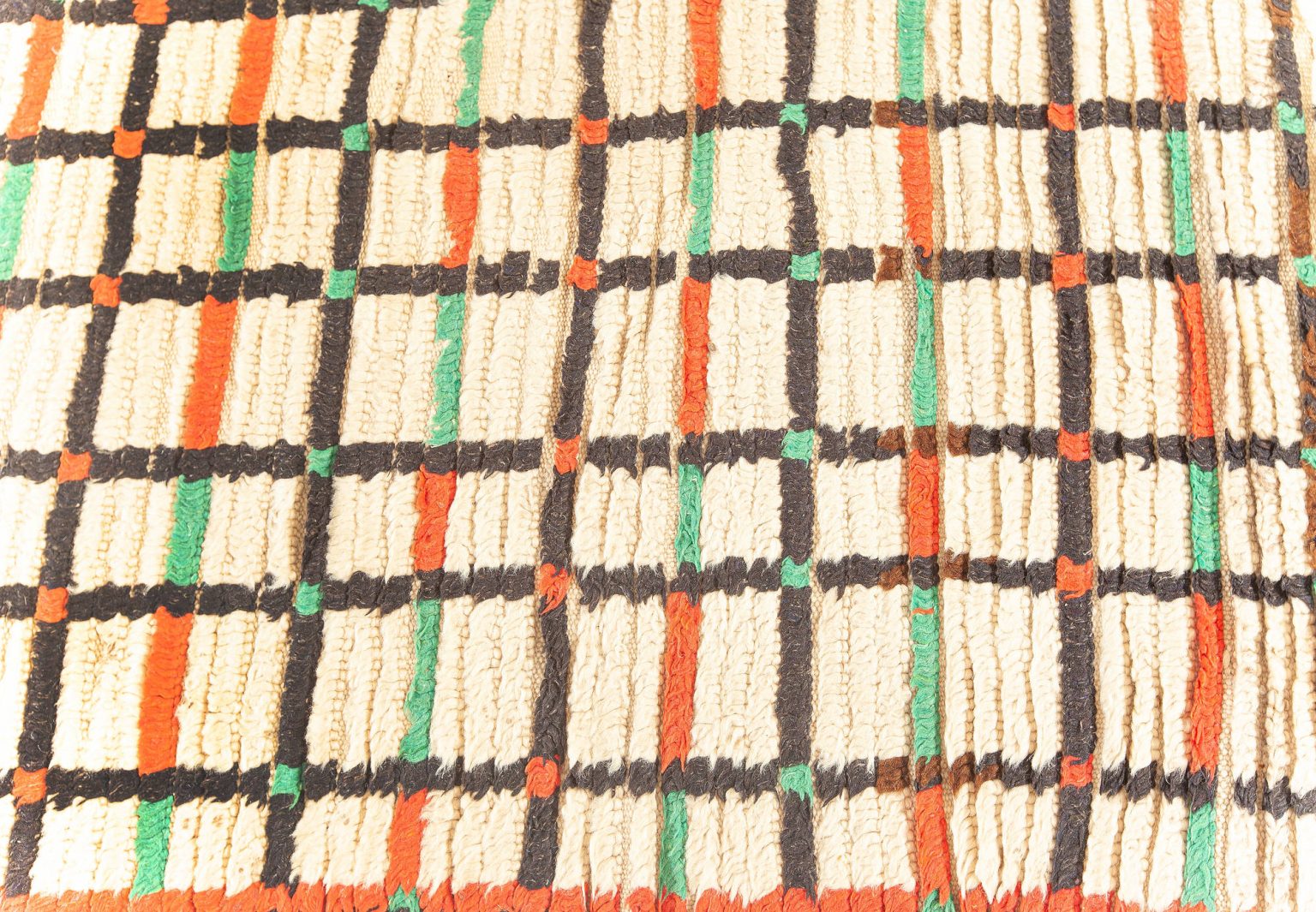 Midcentury Moroccan Handmade Wool Rug In Red Green And Brown Index