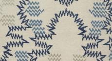Custom Rugs S12540 Wool Silk Hand Knotted Pile Contemporary Ivory Blue Grey Dlb Sm 