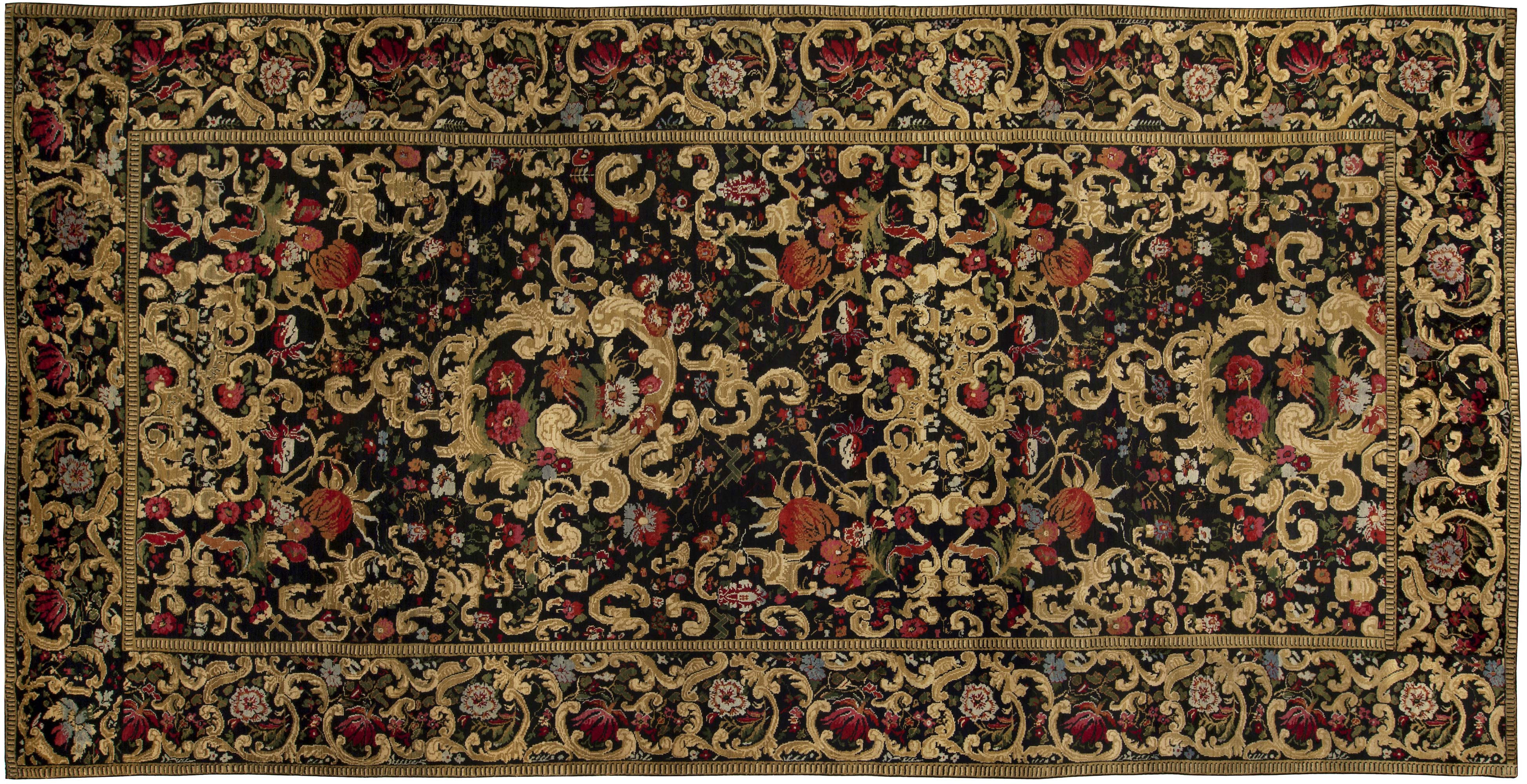 19th Century Karabagh Floral Design Handmade Wool Rug (Size Adjusted ...