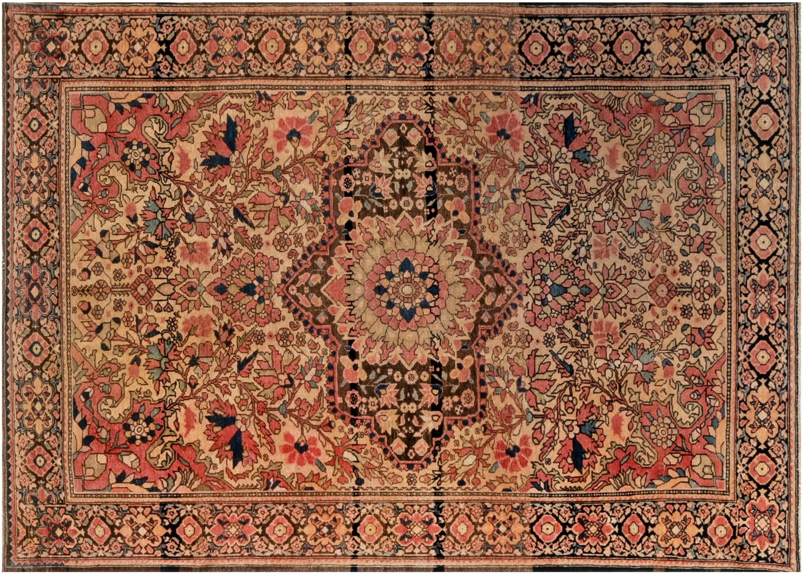 Antique Persian Tabriz Brown Pink And Red Handwoven Wool Rug Bb6928 By Dlb