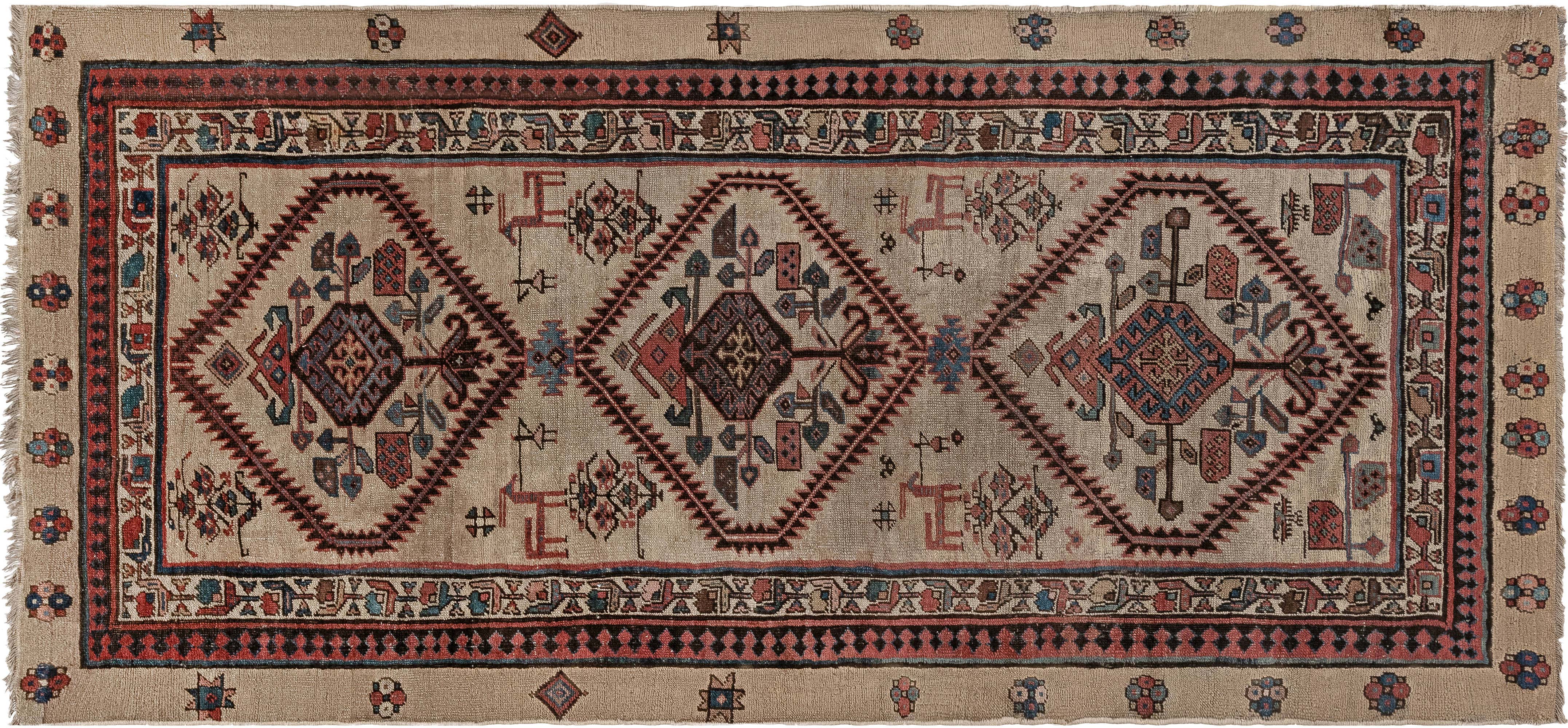 Authentic Persian Handmade Wool Runner , index: BB7147