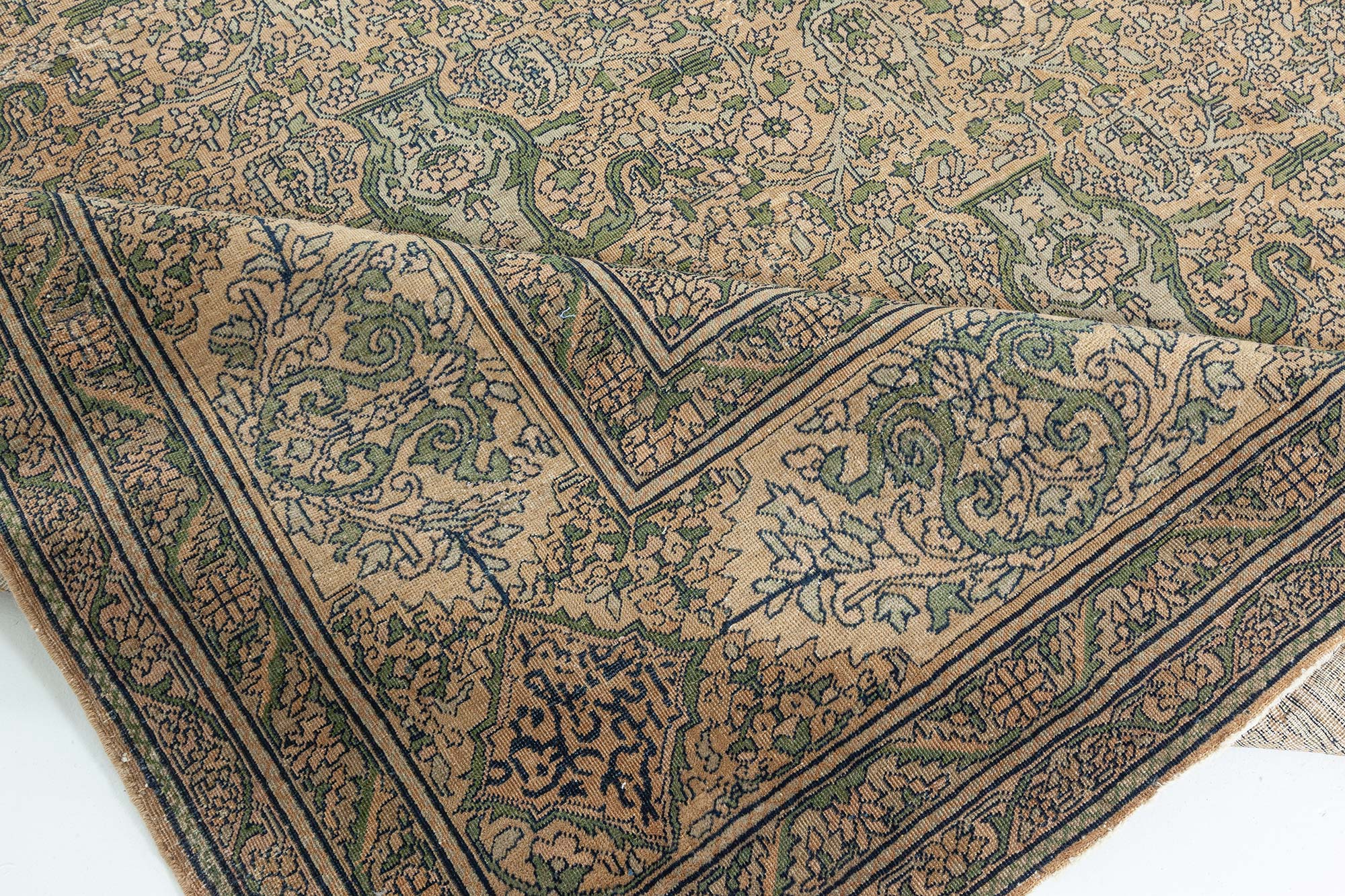One-of-a-kind Vintage Indian Botanic Handmade Wool Carpet , index: BB5195