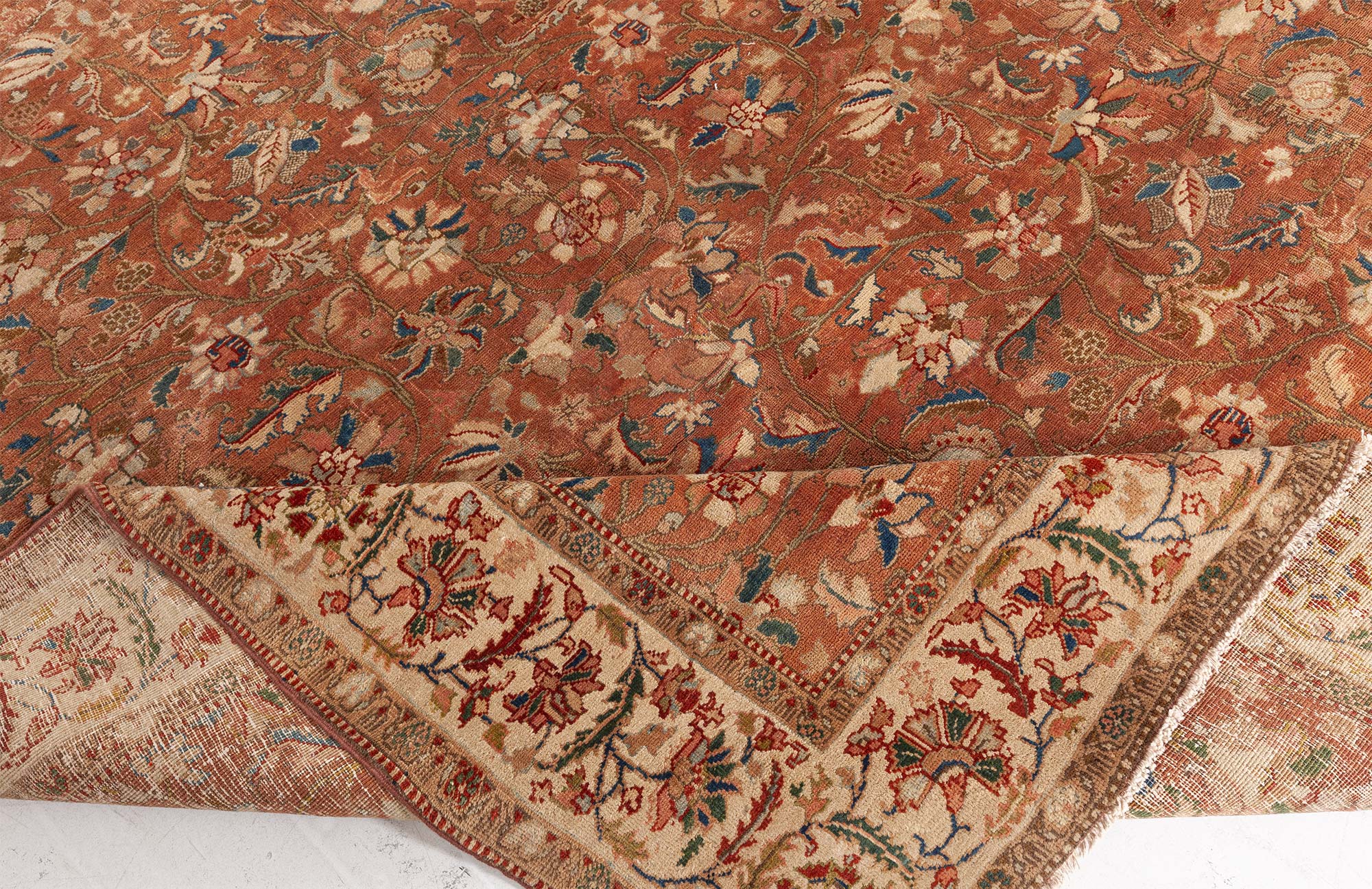 Authentic Persian Tabriz Brown Botanic Handmade Wool Rug , index: BB5213