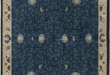 Vintage Chinese <mark class='searchwp-highlight'>Indigo</mark> Blue and Ivory Handwoven Wool Carpet BB7533