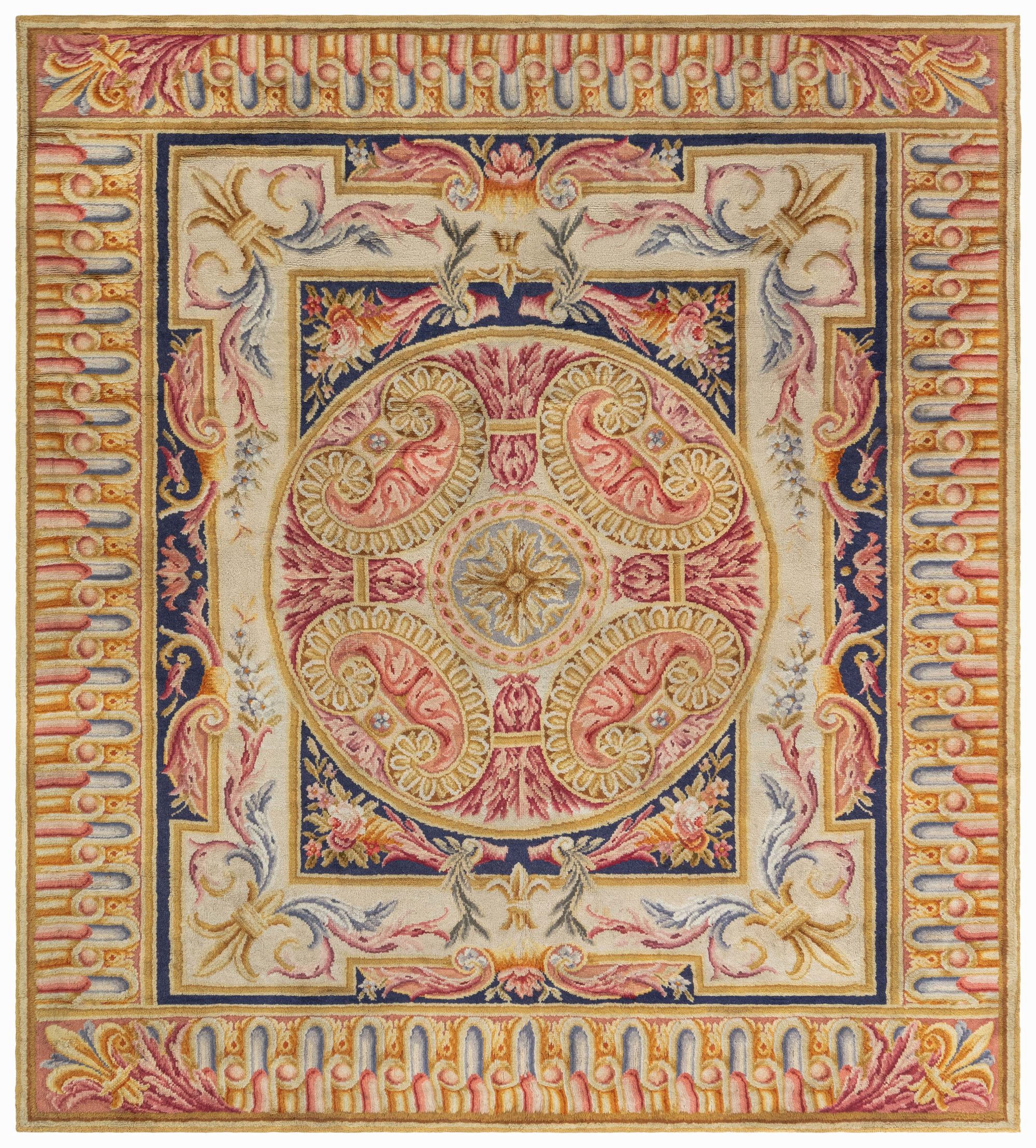 Fine Antique Savonnerie Hand Knotted Wool Carpet , index: BB8425