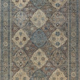 Antique Persian Kirman Rug in Blue Beige Brown index BB7418