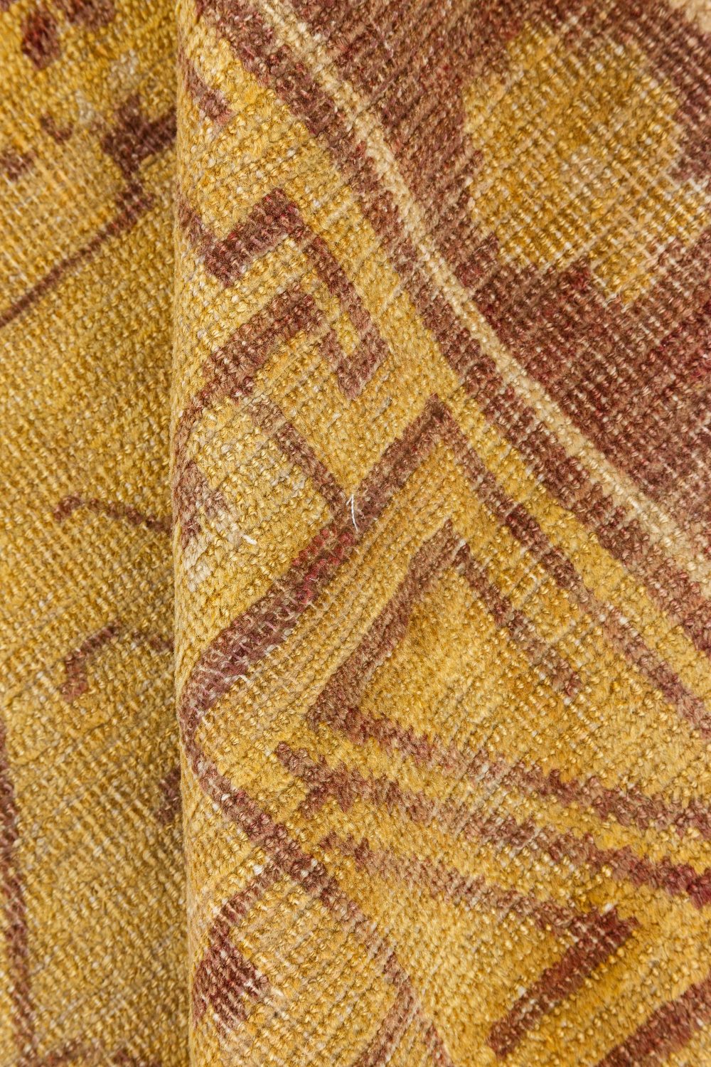 1900s Samarkand (Khotan) Yellow and Brown Handmade Wool Rug , index: BB7096