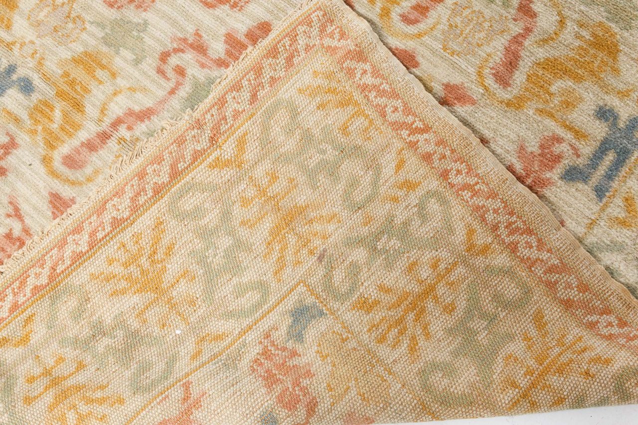 Vintage Spanish Botanic Handmade Wool Carpet , index: BB7111