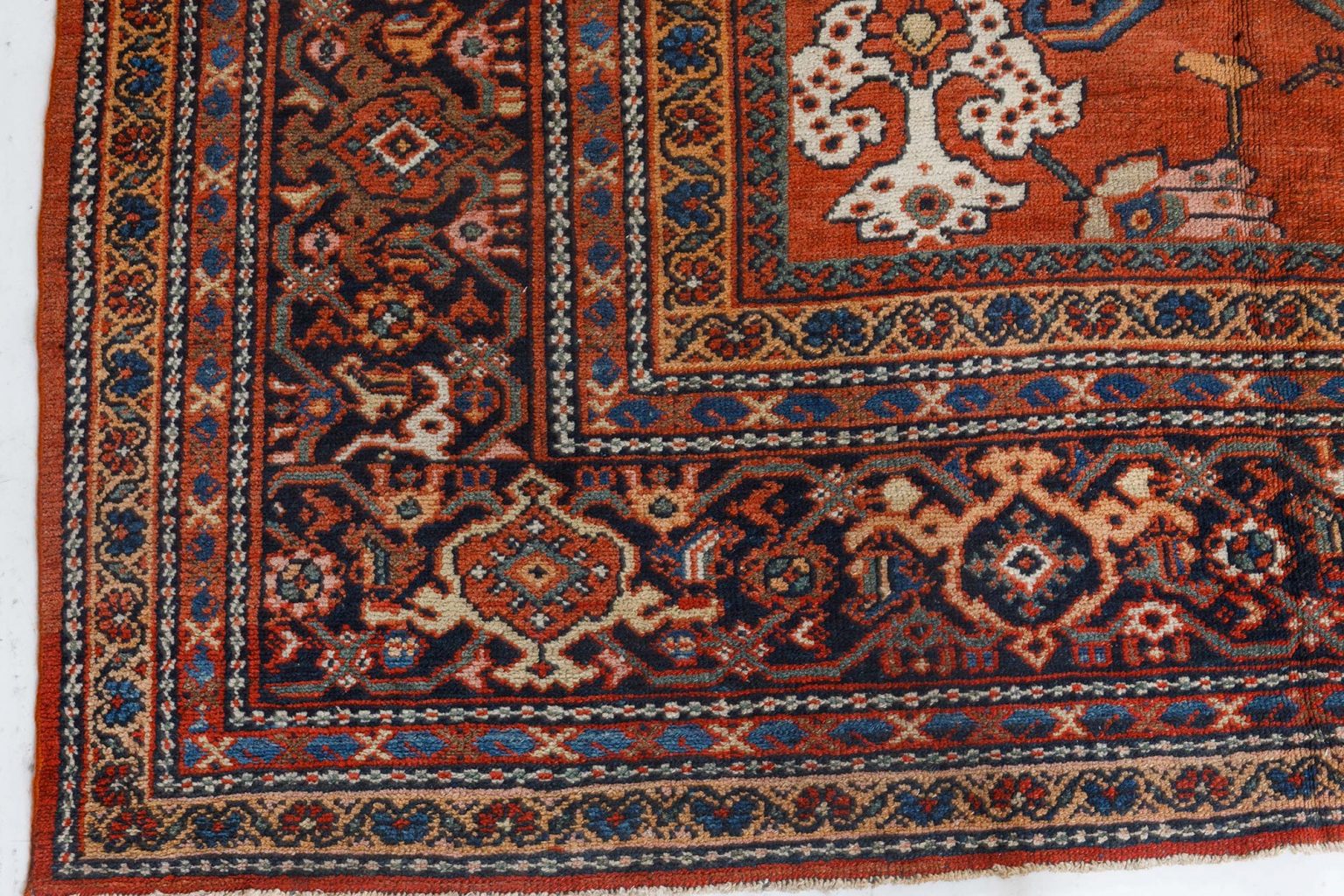 Authentic 19th Century Persian Sultanabad Brick Red Handmade Wool Rug ...