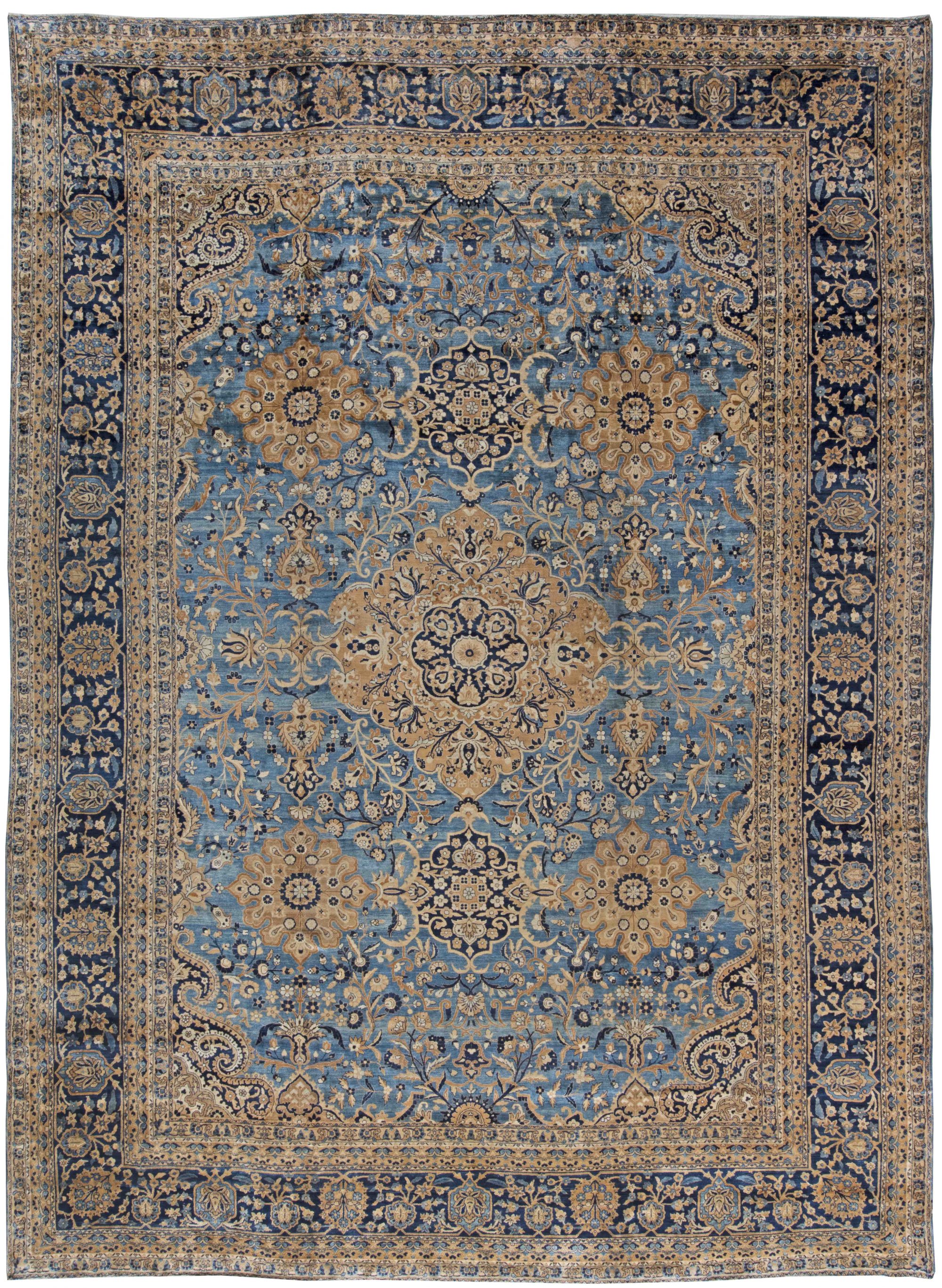 Authentic Persian Kerman Blue Floral Handmade Wool Rug , Index: Bb0769