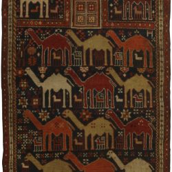 19th Century Caucasian Shirvan Camel, Dark Blue and Orange Rug , index ...