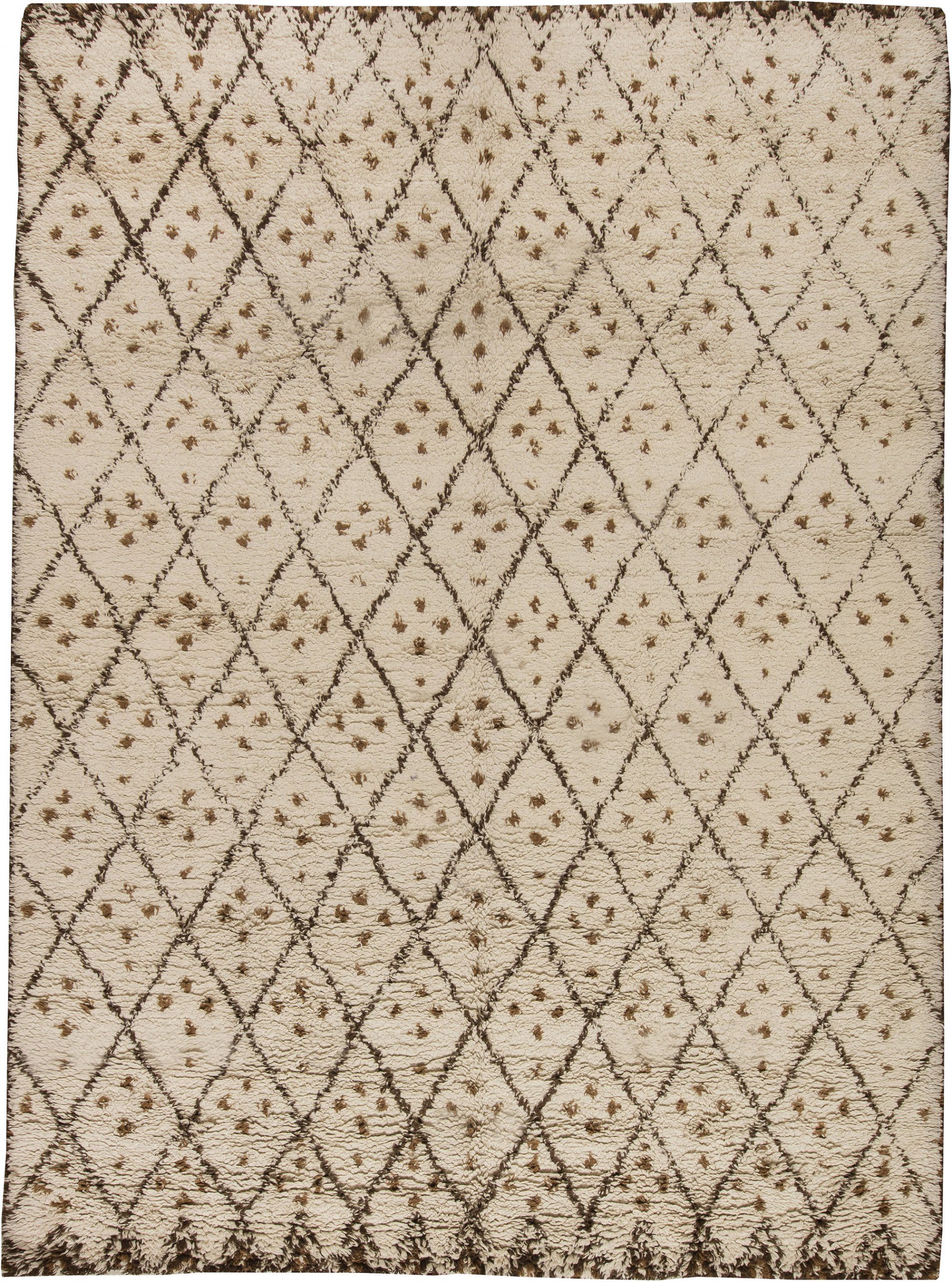 Modern Moroccan Geometric Beige and Brown Hand Knotted Wool Rug , index ...