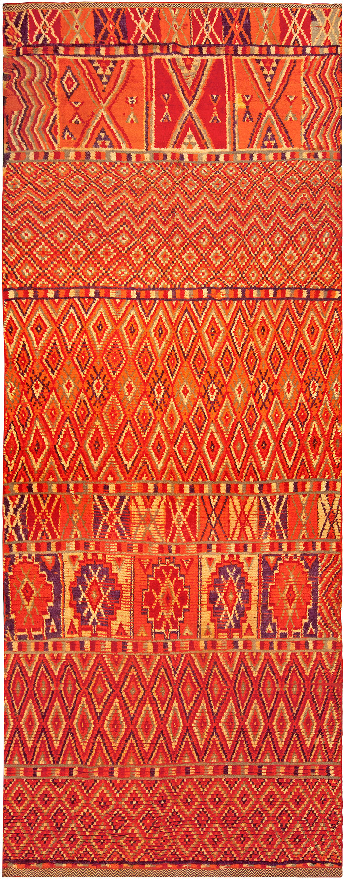 Mid-20th Century Moroccan Tribal Red and Orange Handmade Wool Rug