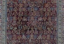 Indian Amritsar Botanic Burgundy and Light Azure Handwoven Wool Rug BB6856