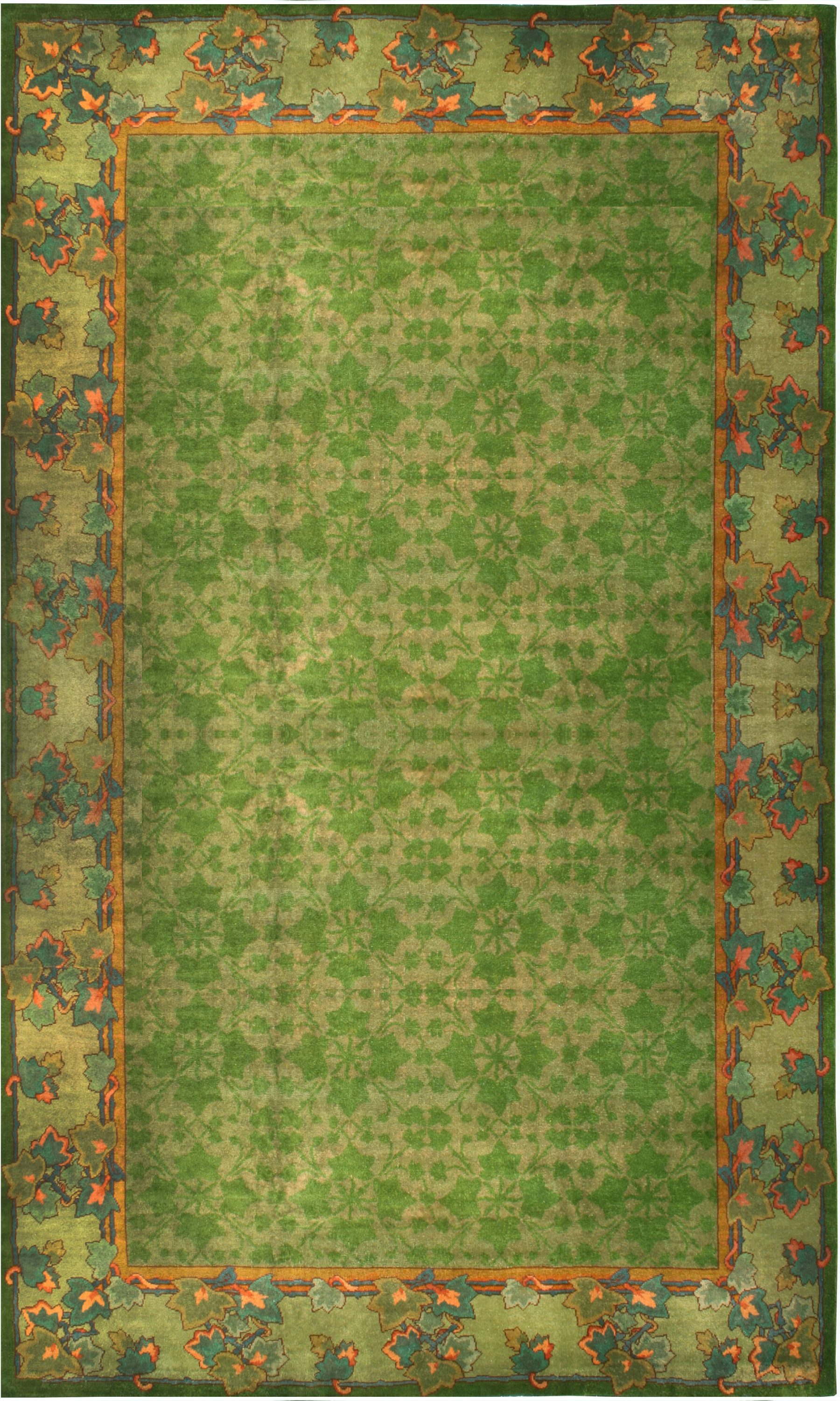 19th Century Irish Donegal Green Handmade Wool Rug BB6680 by DLB