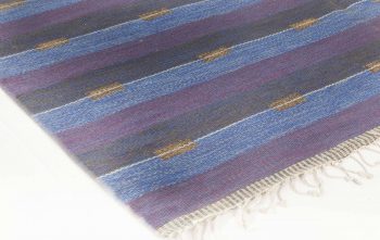 Mid-20th Century Modern Reversible Blue, Purple Striped Flat-Weave Wool ...